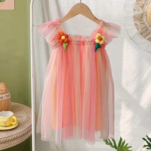 Baby Girls Tulle Tutu Dress Summer Rainbow Color Dress Size 6M-5T2
