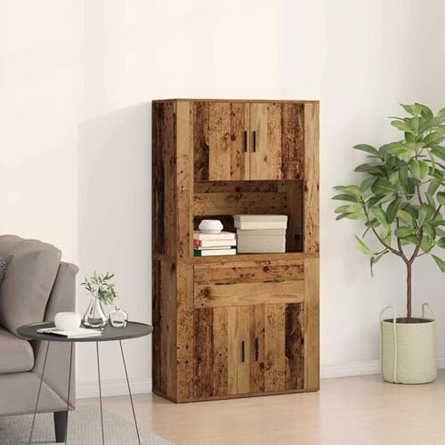Tidyard Altillo de Madera Vieja 80x33x150 cm Madera Compensada