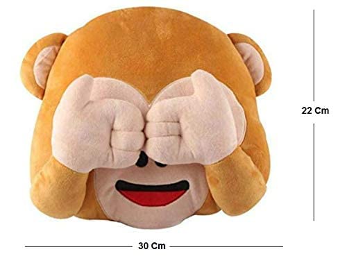 Image of Fun4you Soft Monkey Plush Toy Pillow for Kids - Cute Smiley Monkey Stuffed Animal Cushion, Super Soft Huggable Plush Pillow for Baby, Kids & Home Decor (Monkey Pillow Close Eye)