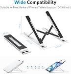 Laptop Stand, OMOTON Laptop Stand for Desk Ergonomic 7-Levels Angles Adjustable Computer Stand, Portable ABS Laptop Riser Holder Compatible with All Laptops and iPad(10-15.6") (White)