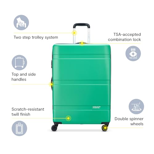 United Colors of Benetton Now Hardside Luggage with Spinner Wheels, Light Blue, 2 Piece Set 19/27 Inch2