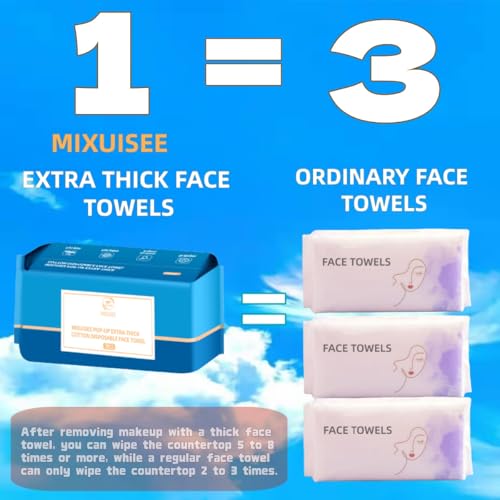 Image of MIXUISEE thick and soft face towels,Face towel disposable,100% cotton towel | Cotton fibers do not shed,Super thick 150%,Makeup removal and cleaning,Suitable for sensitive skin.(Extra thick 280 pieces)