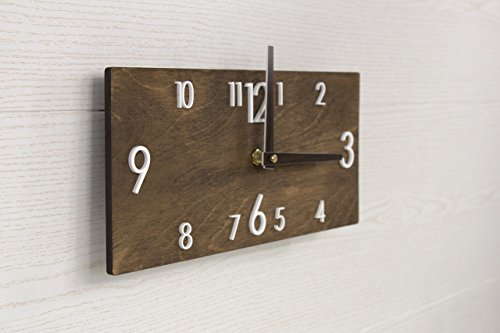 Wooden Wall Clock - Brown Wall Clock - Dark Brown Clock - Rectangular Wall Clock - Modern Wall Clock - Scandinavian Clock - Wall Decor