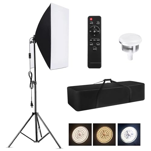 Image of Softbox Photography Lighting Kit, 85W LED Dimmable Bi Light, 24x24in Video Equipment with Remote Control & Adjustable Tripod Stand, Ideal for Photography Lighting (US Plug)