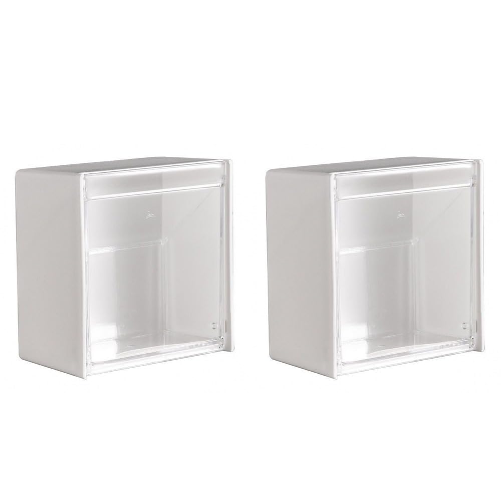 Gifthub 2Pcs Plastic White Cotton Pads Holder Dispenser, No Drilling Wall Mounted, Multipurpose Storage Box for Bathroom & Kitchen