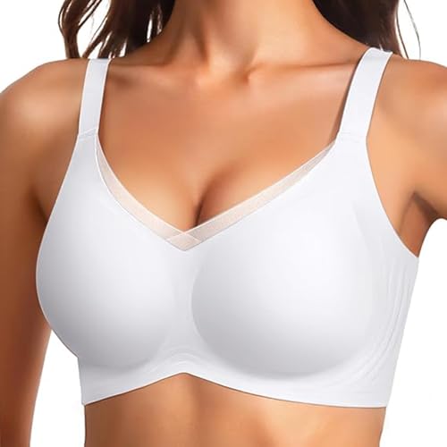 La mejor selección de Sujetadores para Mujer de esta semana. 42 BPDDKA Sujetador Cómodo sin Aros para Mujer Diseño de Escote en V con Empalme de Malla Sujetador Nude sin Costuras (MX/US, Alfa, X-Grande, Regular, Regular, Blanco)