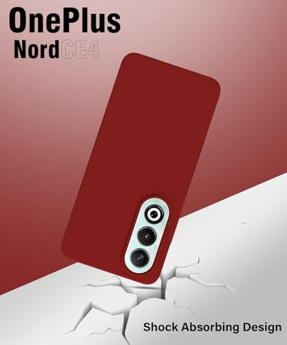 Image of LIRAMARK Liquid Silicone Soft Back Cover Case for OnePlus Nord CE4 5G (Red)
