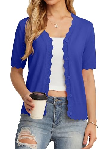 Image of GRECERELLE Summer Short Sleeve Cardigan for Womens Lightweight Cropped Knit Sweater Shrug