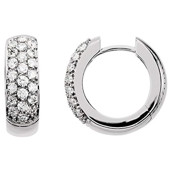 Orecchini a cerchio in oro bianco 14 kt 7/8 CTW con diamanti da donna, Diamante