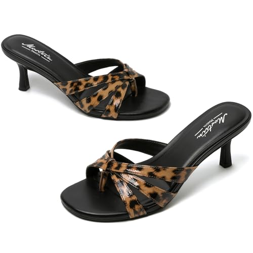 Image of Mostrin Kitten Heels for Women Pointed Toe Vintage Mules Heels Sexy Slip on Stiletto Backless Sandals for Party Wedding Daily