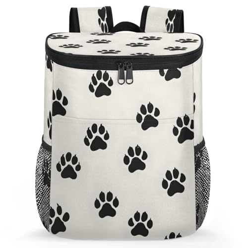 CNNINGYI Camping Cooler Backpack 30 Cans, Soft Dog Pet Paw Print Backpack Coolers Insulated Leak Proof Travel Cooler Bag, Waterproof Lunch Picnic Work Bag, Cat Pet Paw