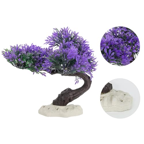Image of Fish Tank Decorations 5.5 Inch Artificial Plastic Plants Bonsai Tree Purple