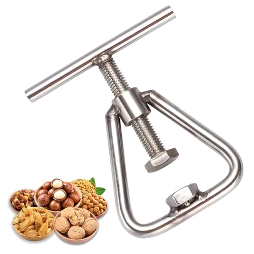 Sturdy Metal Nut Cracker Tool for All Nuts - Pecan, Walnut, Macadamia, Hazelnut, Almond (Silver Finish)