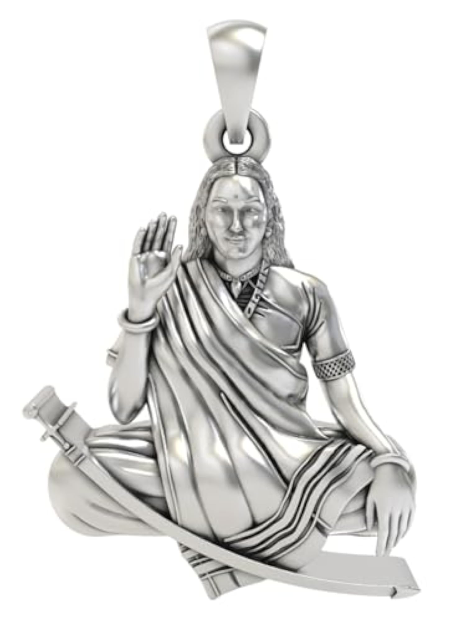 925 Sterling Silver Seated Mogal Maa Pendant, Protective Necklace
