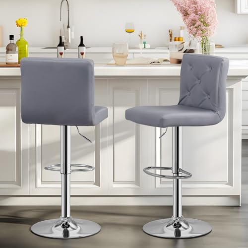 VECELOAdjustable Bar Stools Set of 2, Bar Height Stools for Kitchen Counter
