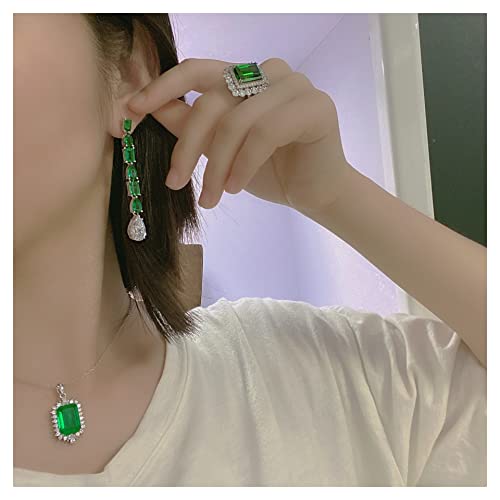Omuci 925 / 3Ct Diamond Emerald Dangle Earring Jewelry Gemstones Party Wedding Drop Earrings For Women Bridal #TOP3