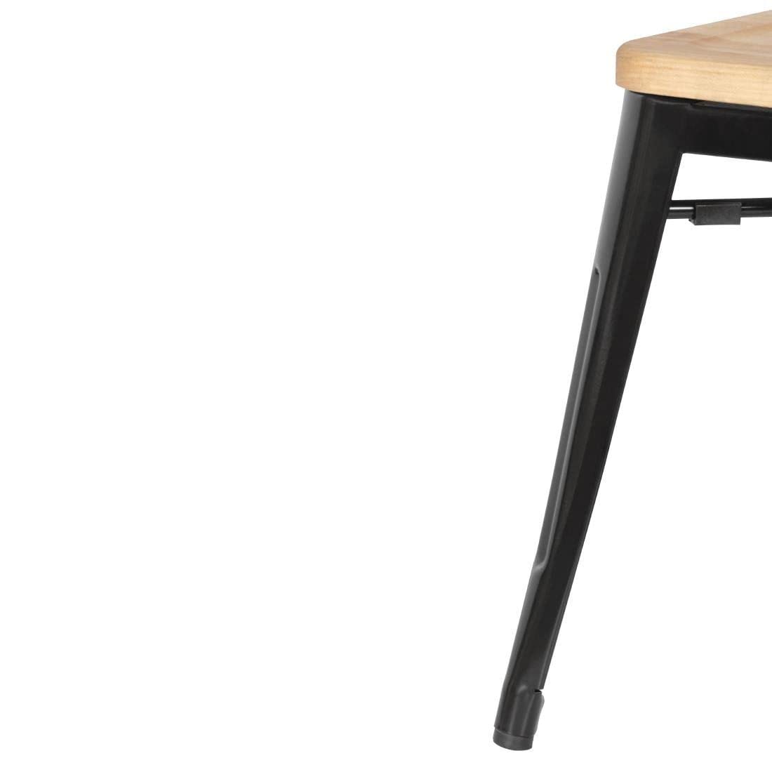 Bolero GM635 acciaio Bistro Low sgabelli con cuscino in legno, nero (confezione da 4)