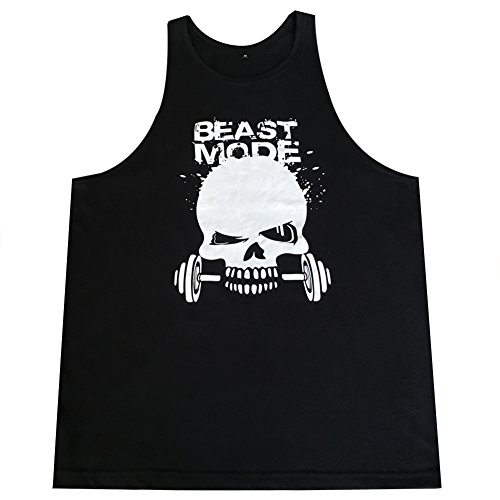 Gzxisi Mens Skull Print Stringer Bodybuilding Gym Tank Tops Sleeveless Workout Shirt Fitness Vest (Black, X-Large) #TOP3