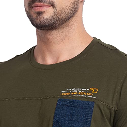 Image of Spykar Rifle Green Mens T-Shirts (Size: 2XL)-MKT-02BBFT-232-RIFLE Green