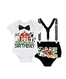Fantasy Era Baby Boys Farm Animals 1st Birthday Outfit Funny Bowtie One Year Old Boys Romper Bodysui