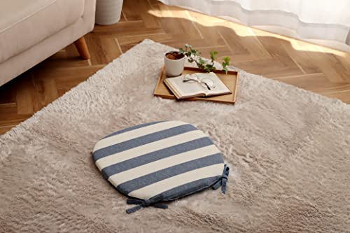 イケヒコ コーポレーション クッション オーガニックコットン 馬蹄 フロー バテイ ネイビー 約45×43cm 手洗い インド綿 ボーダー 日本製 通年 オールシーズン #1210880190301