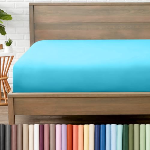 Bare Home Twin XL Fitted Sheet - 1800 Ultra-Soft (Twin XL, Aqua)