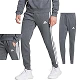 adidas Herren Essentials Fleece 3-stripes Tapered Cuff Jogginghose, Dark Grey Heather, M EU