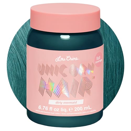 Lime Crime Full Coverage Unicorn Hair Dye, Dirty Mermaid - Damage-Free Semi-Permanent Hair Color Conditions & Moisturizes - Temporary Hair Tint Kit Has A Sugary Citrus Vanilla Scent - Vegan