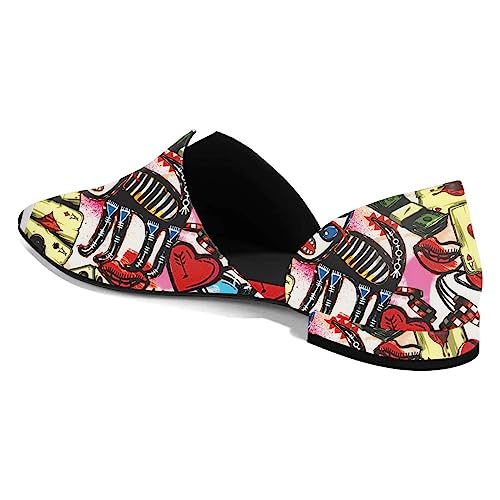 YDN Women Pointed Toe D'Orsay Ballet Flats V Cut Low Heels Slip On Office Dress Loafer Shoes3