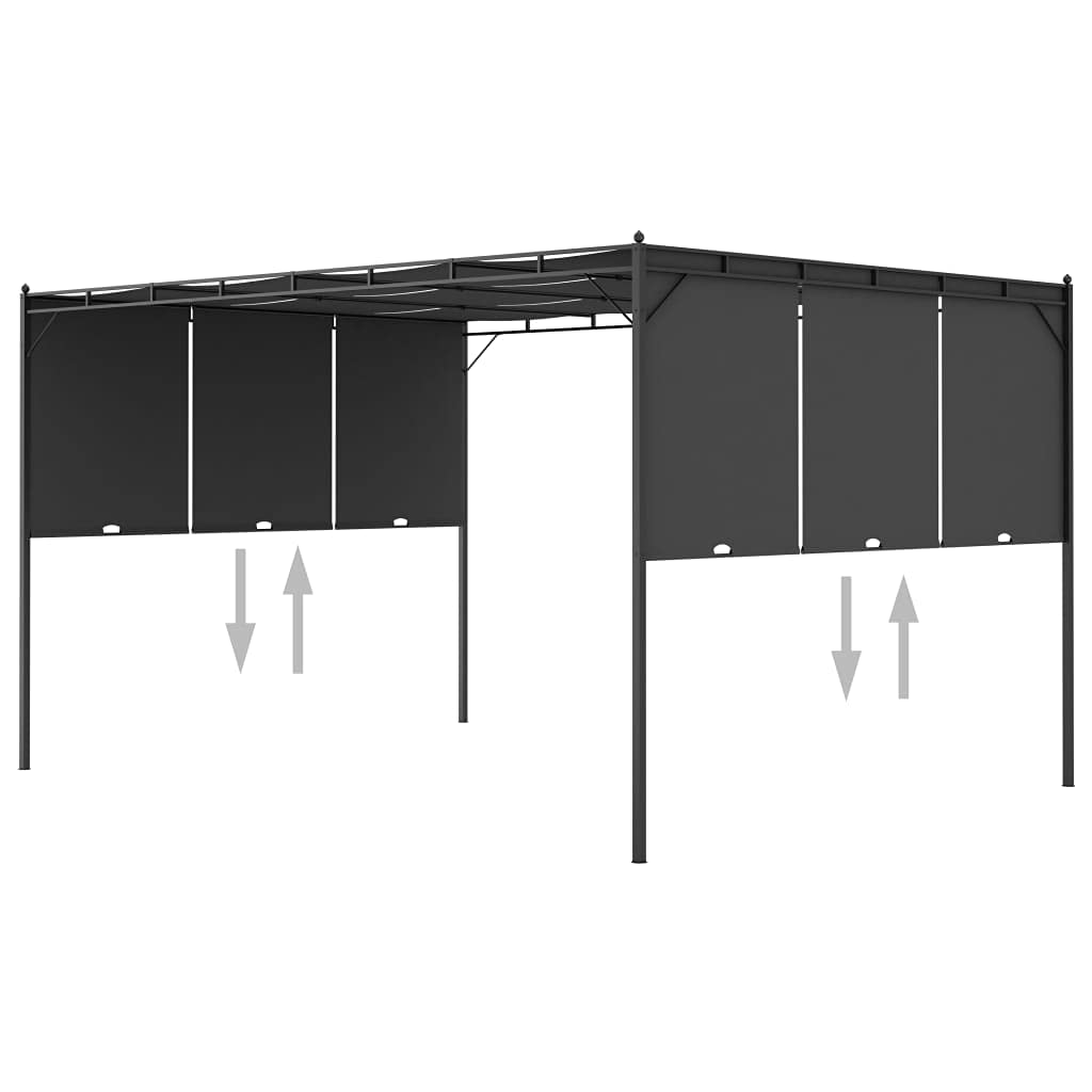 vidaXL Cenador de Jardín con Cortina Lateral Exterior Gazebo Patio Cubre Impermeable Tienda Aire Libre Camping Pabellón Quiosco Gris Antracita