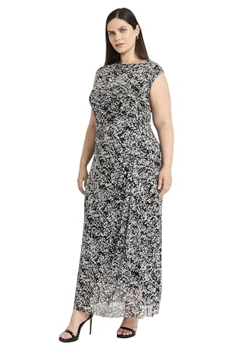 Image of Maggy London Women's Women's Sleeveless Maxi A-line Dress with Sheer Overlay Hem - Elegant Special Occasion Wedding Guest Dress