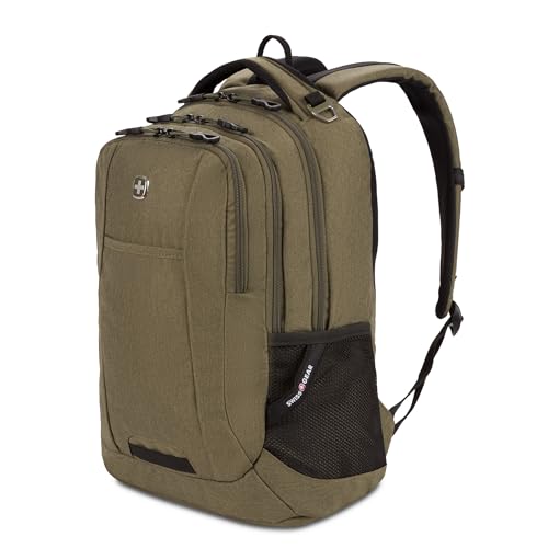 Image of SwissGear 5505 Cecil 16 inch Laptop Backpack Olive - Daily Laptop Bag with Gear Attachment Options - Multiple Organizer Pockets & Padded Shoulder Straps