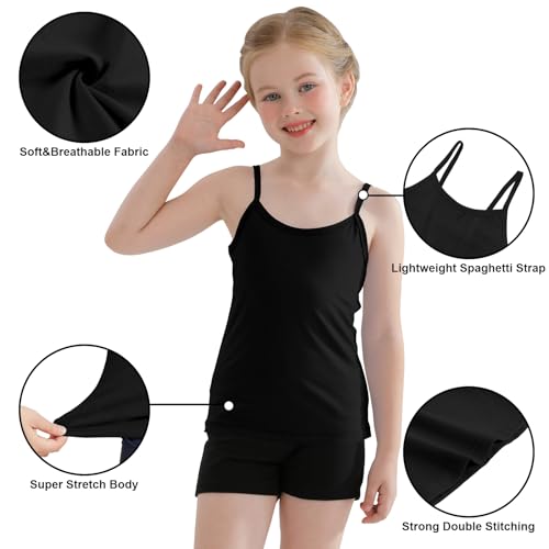 Image of QBK Girls Tank Tops Toddler Camisole Cotton Cami Spaghetti Strap Undershirts for Girls 2T-12Years