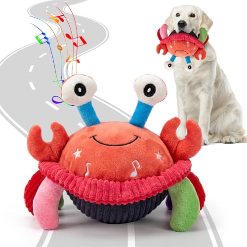BABORUI Interactive Dog Toys Crab, Jumping Squeaky Dog Toys with
