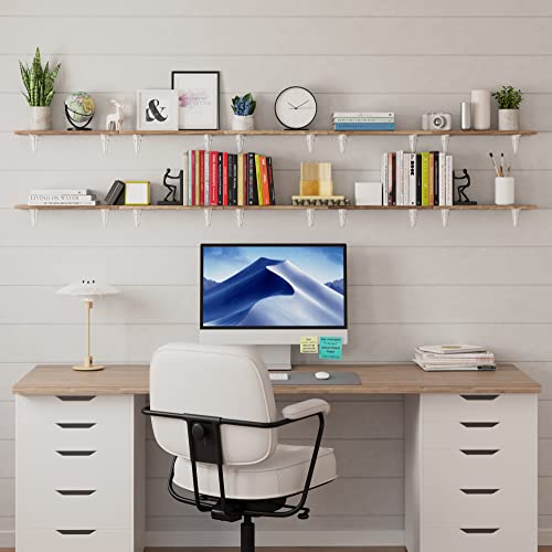 Wallniture Arras 17"X4.5" Wall Bookshelves Floating Shelves For Wall Storage,Wall Shelf For Living Room, Kitchen Organizer, Office, Burnt Finish White Bracket Set Of 10 #TOP4
