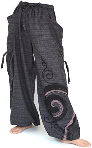 Siamrose Harem Pants Men Women, Aladdin Pants, Baggy Pants, Bohemian Pants, Drop Crotch Pants, Adjustable Length, One Size (Gray)