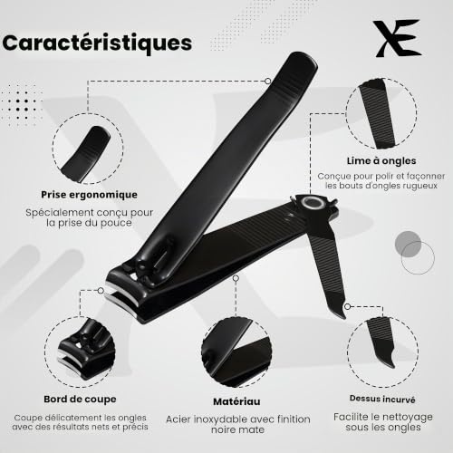 XE Coupe Ongles Avec Jetable Lime à Ongles– Coupe Ongles en Acier Inoxydable Pour Ongles Epais des Mains et Des Pieds, Ensemble de Coupe-Ongles à Mâchoire Large pour Hommes et Femmes – vue 2