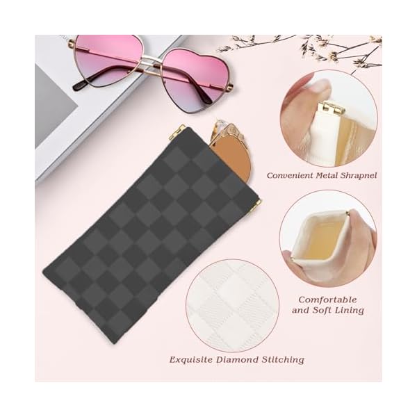 HIGH FIT eyeglasses bag Soft Glasses bag, Portable Squeeze Top Sunglasses Case Travel for Women Girls - Image 3