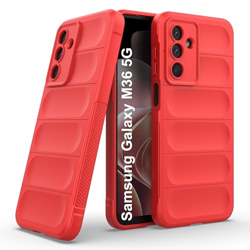 Image of amazon basics Back Case Cover for Samsung Galaxy M36 5G | Compatible for Samsung Galaxy M36 5G Back Cover | Liquid Silicon Magic Case with Camera Protection | Red