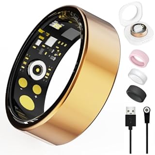 Oucscru Smart Ring for Women Men, Health Tracker with Heart Rate/Blood Oxygen/Blood Pressure/Sleep Monitor/Step Counting, IP68 Waterproof Fitness Ring, No App Fees (Rose Gold, 10#)