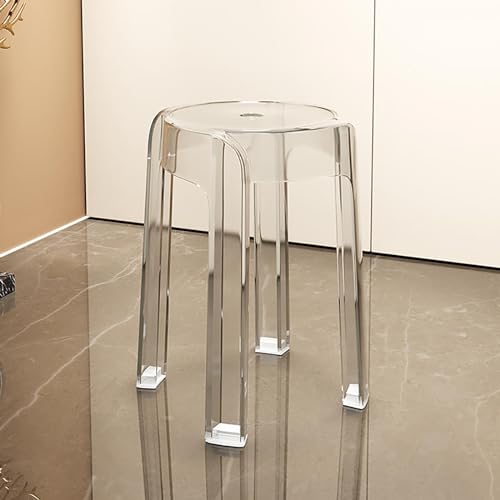 Taburetes de bar transparentes apilables, taburete acrílico sin respaldo para el hogar, cafetería, comedor, cocina, uso al aire libre