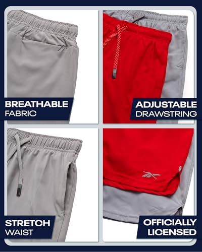 Reebok Boys Athletic Shorts 2 Pack – 2-in-1 Boys Basketball Shorts with Compression Liner – Quick Dry Running Shorts3