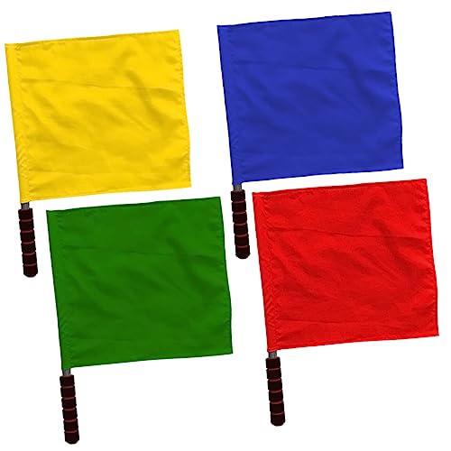 GOOHOCHY Stainless Steel Handle Signal Flags 4pcs Referee Flags for Competition
