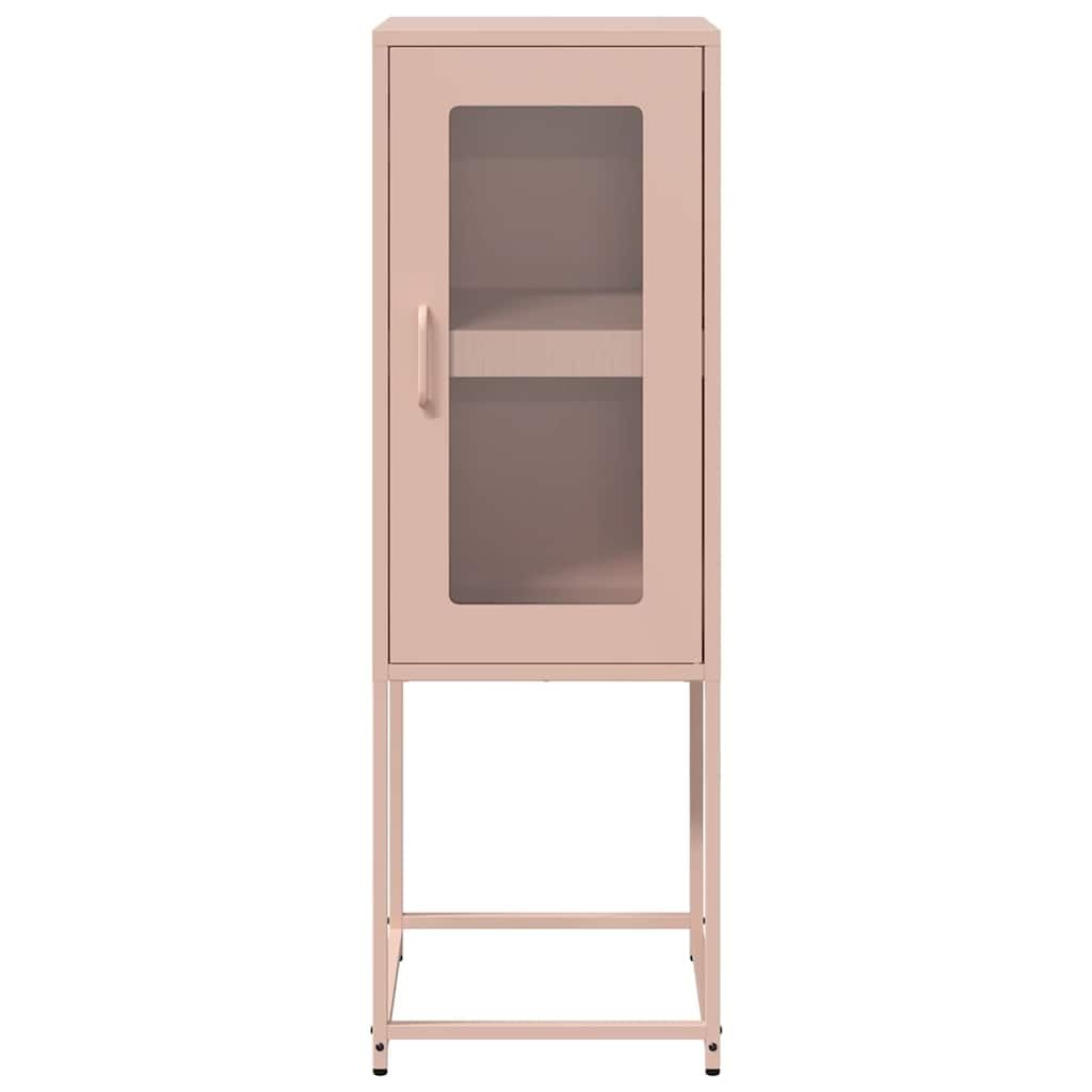 Credenza Rosa in Acciaio Laminato a Freddo 36x39x107 cm con Ampio Spazio di Archiviazione e Maniglie Pratiche, Mobile Multiuso per Cucina Bagno o Ingresso, Struttura Stabile