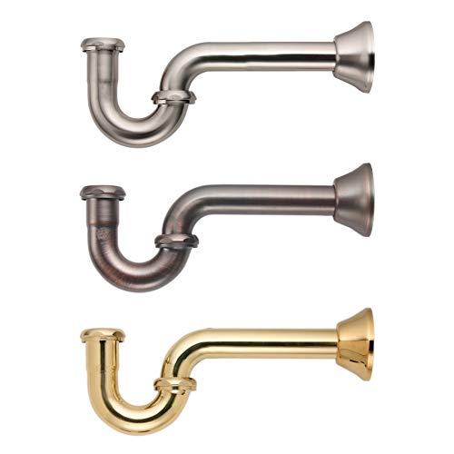 Plumb Pak K100BN x 1-1/4-in. Brass P-Trap with Deep Flange for Bathroom Sinks, Brushed Nickel Iowa 