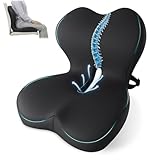 XZdream Memory Foam Seat Cushion,Office Chair Cushion with Lumbar Support for Back Pressure Relief,Sciatica,Car Seat Cushion with Adjustable Strap,Hip Pad Cushions for Car,Truck,Desk (D-Black)