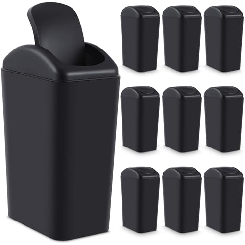 Image of Hoolerry 10 Pcs 3 Gallon /12 Liter Small Trash Can Plastic Kitchen Garbage with Lid Small Trash Bin for Bathroom Office Bedroom Kitchen Waste Outdoor
