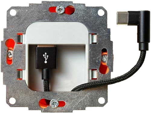 Adapter USB podtynkowy 12W | do ciągłego zasilania tabletów i urządzeń USB | Ładowarka kompatybilna z Samsung Tab, Lenovo Tab, iPad i wieloma innymi tabletami | w zestawie kabel USB