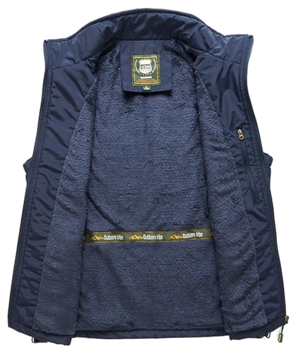 Image of Men's Casual Lightweight Vest Fleece Lined Windproof Warm Sleeveless Jacket