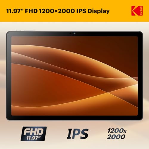 Image of KODAK K12 12 Inch Android 15 Tablet, 18GB RAM 128GB ROM(1TB Expandable), 2000x1200 Incell Display, Octa-Core Processor, 8000mAh Battery, Dual WiFi, Bluetooth
